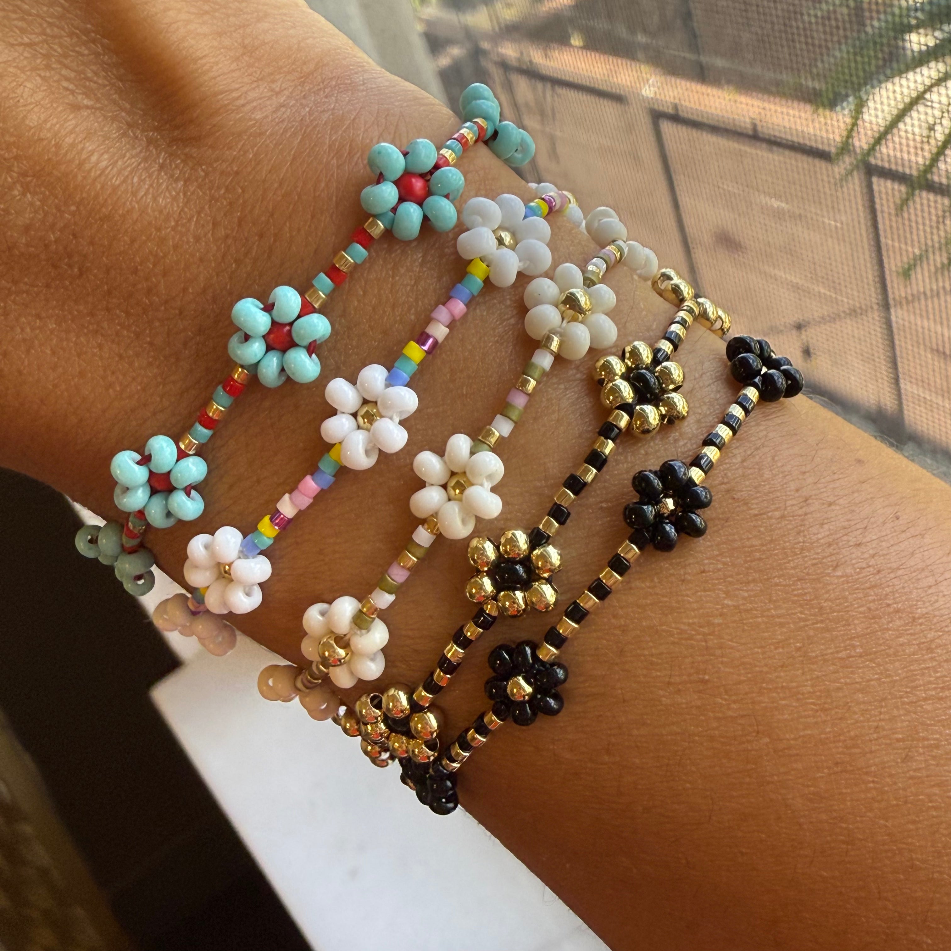 Summer Beaded Flower Bracelet