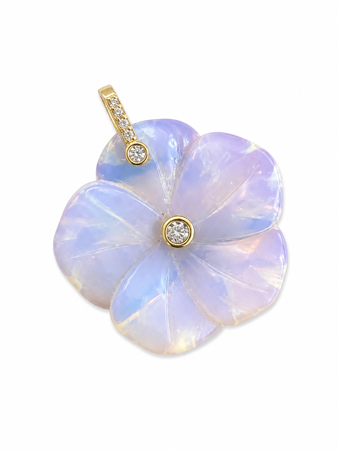 Carved Natural Stone Flower Charm