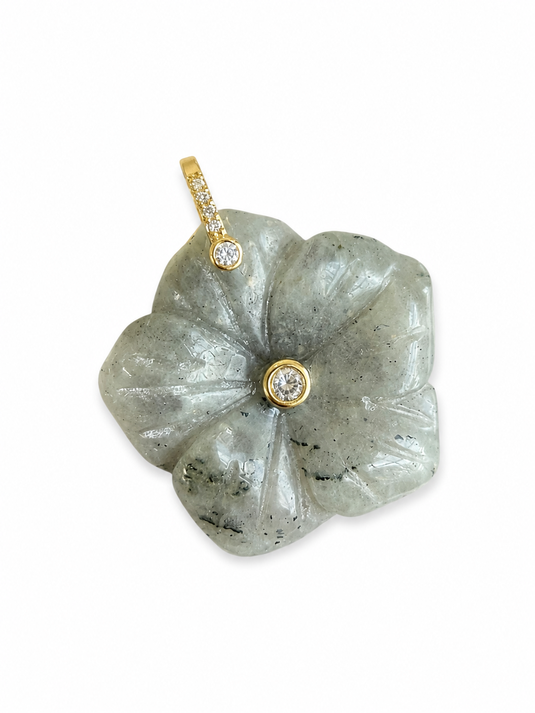 Carved Natural Stone Flower Charm