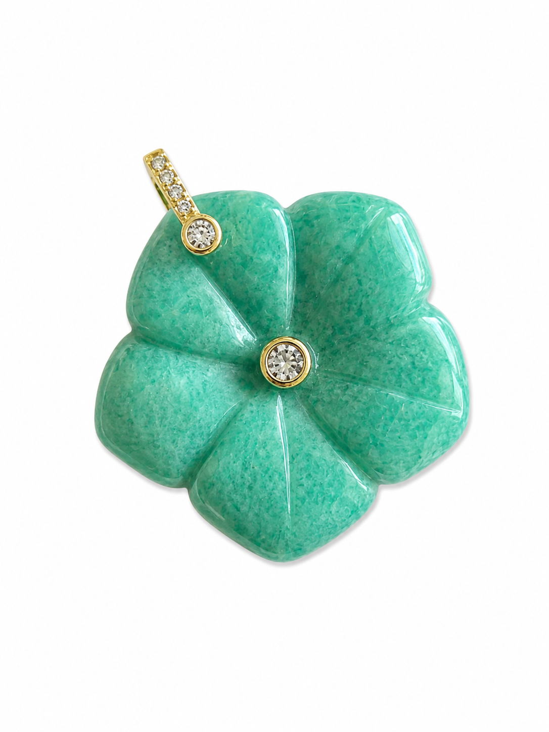 Carved Natural Stone Flower Charm