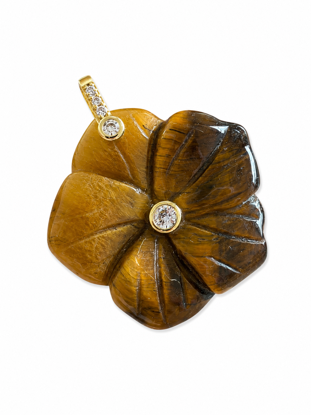 Carved Natural Stone Flower Charm