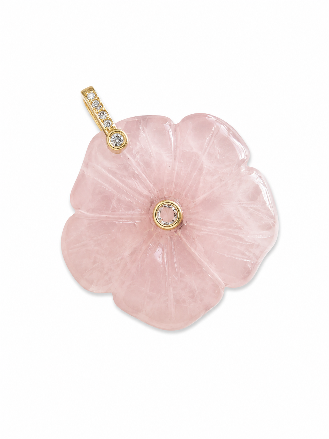 Carved Natural Stone Flower Charm