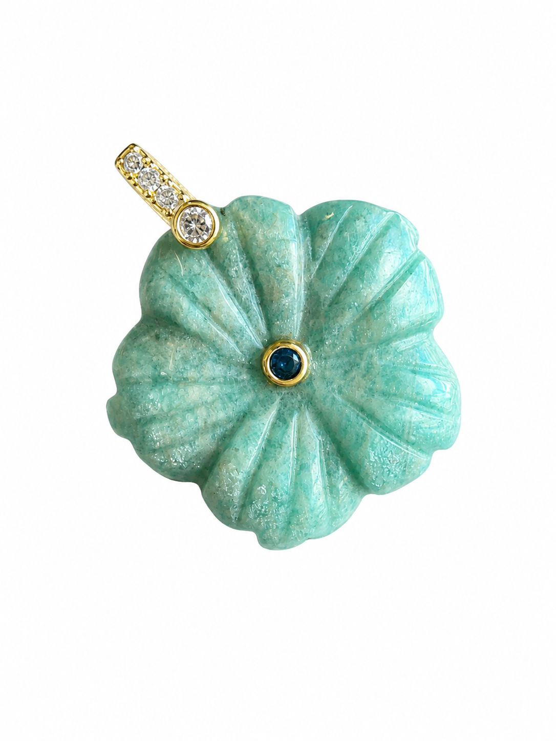 Carved Natural Stone Flower Charm