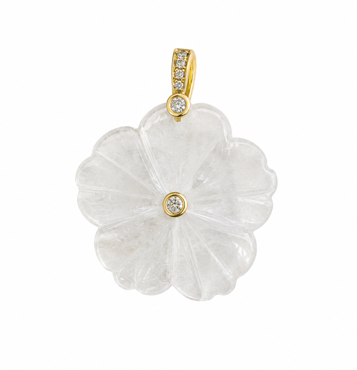 Carved Natural Stone Flower Charm
