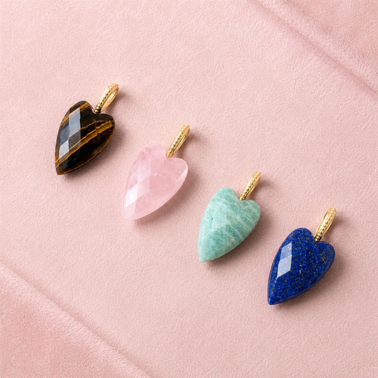 Heart long Natural Stone Charm