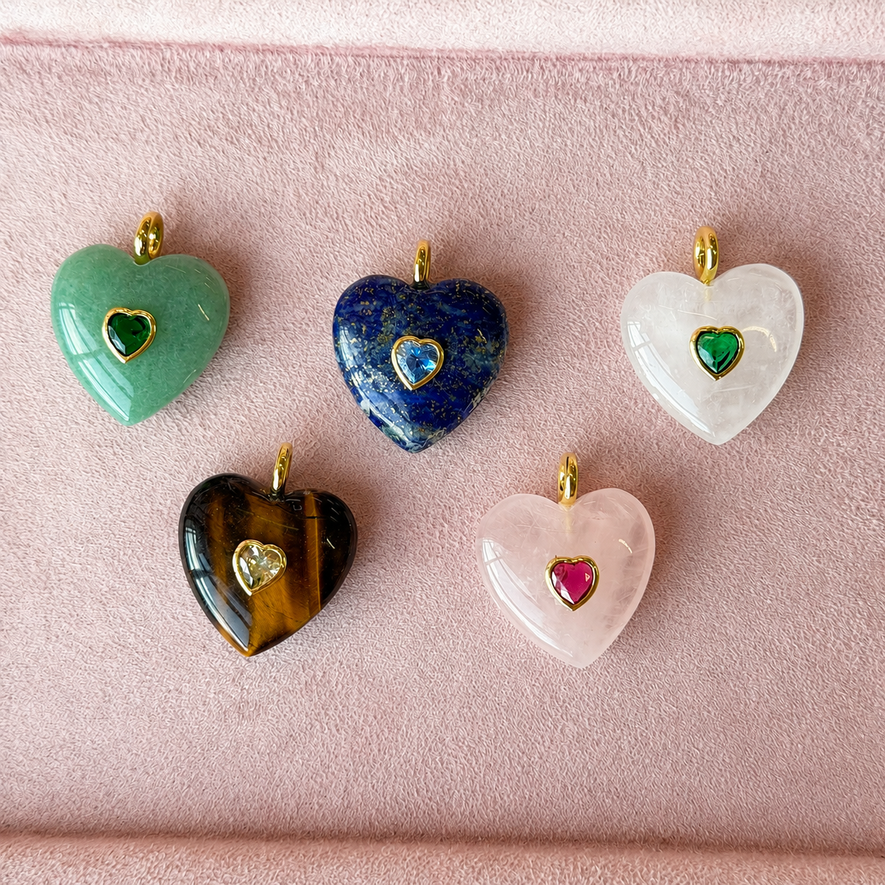 Natural Stone Heart Charm
