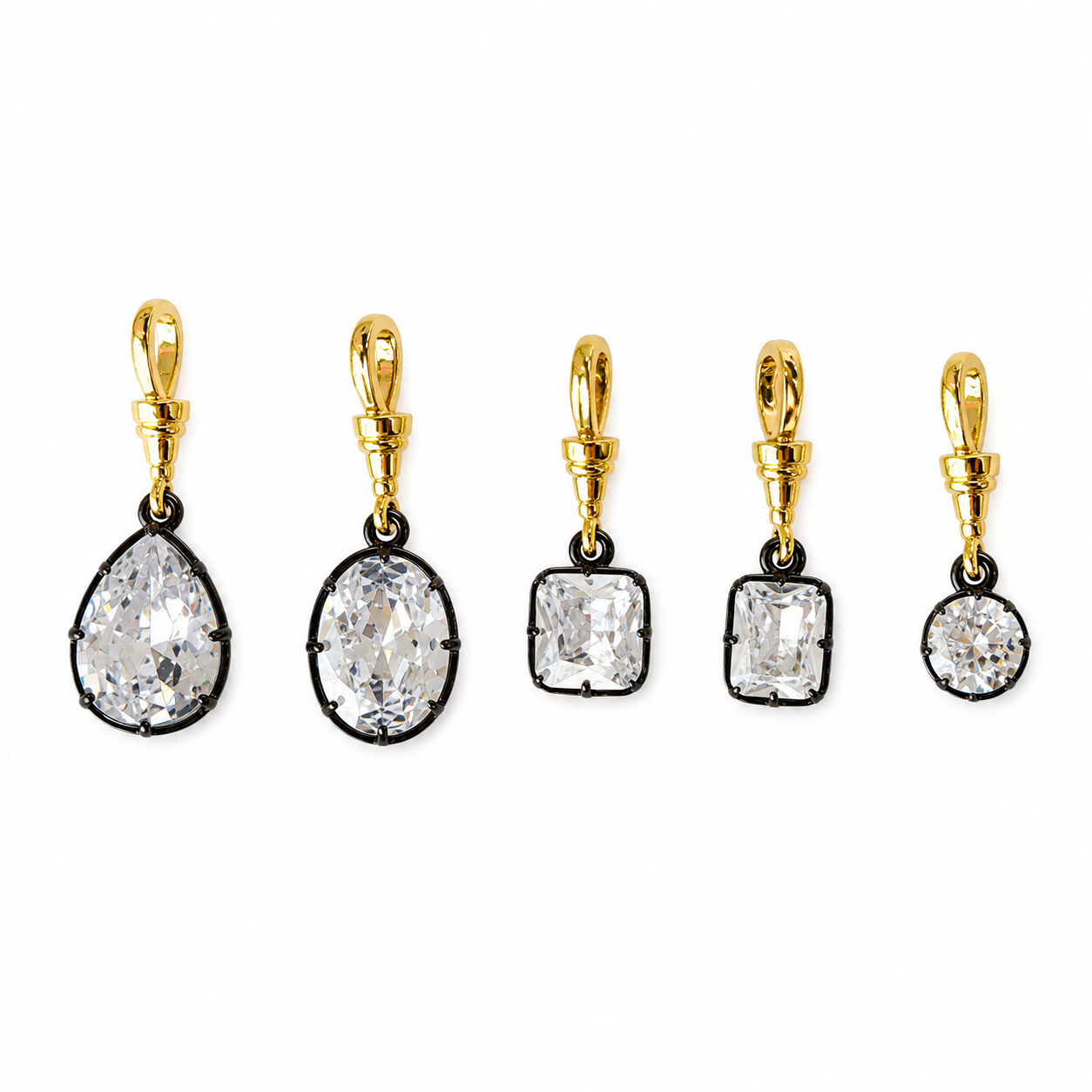Luxe Black Solitaire Drop Charms Collection