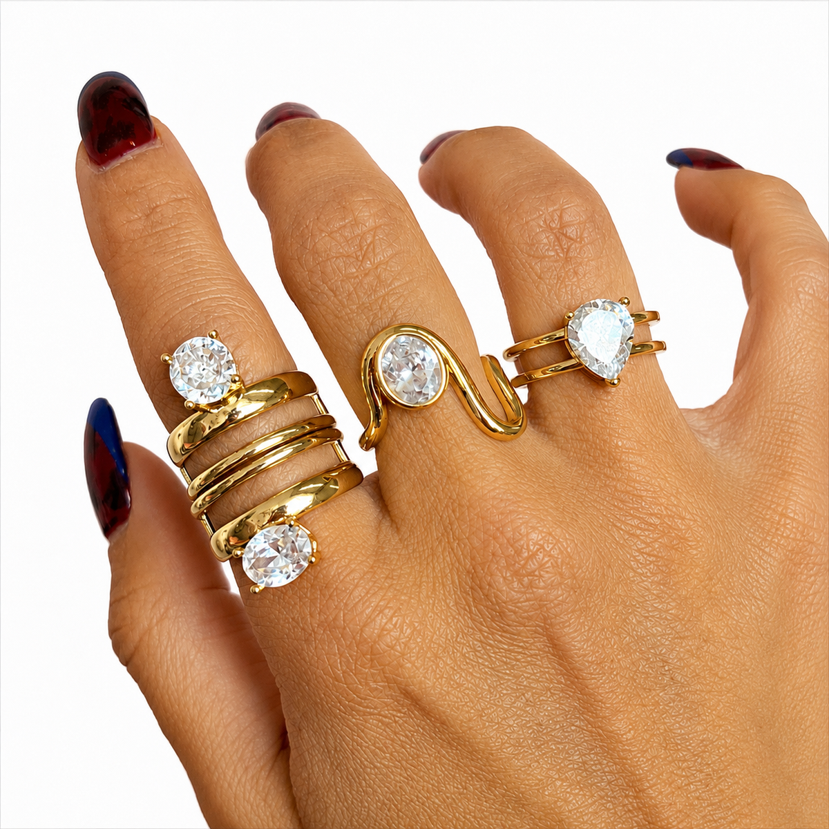 Luxe Crystal Statement Ring Set