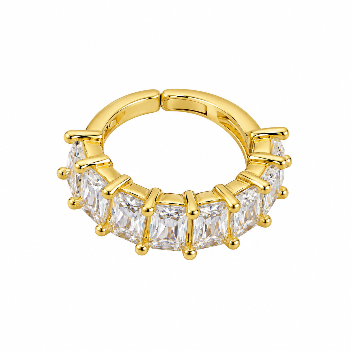 Rectangle White Crystals Ring