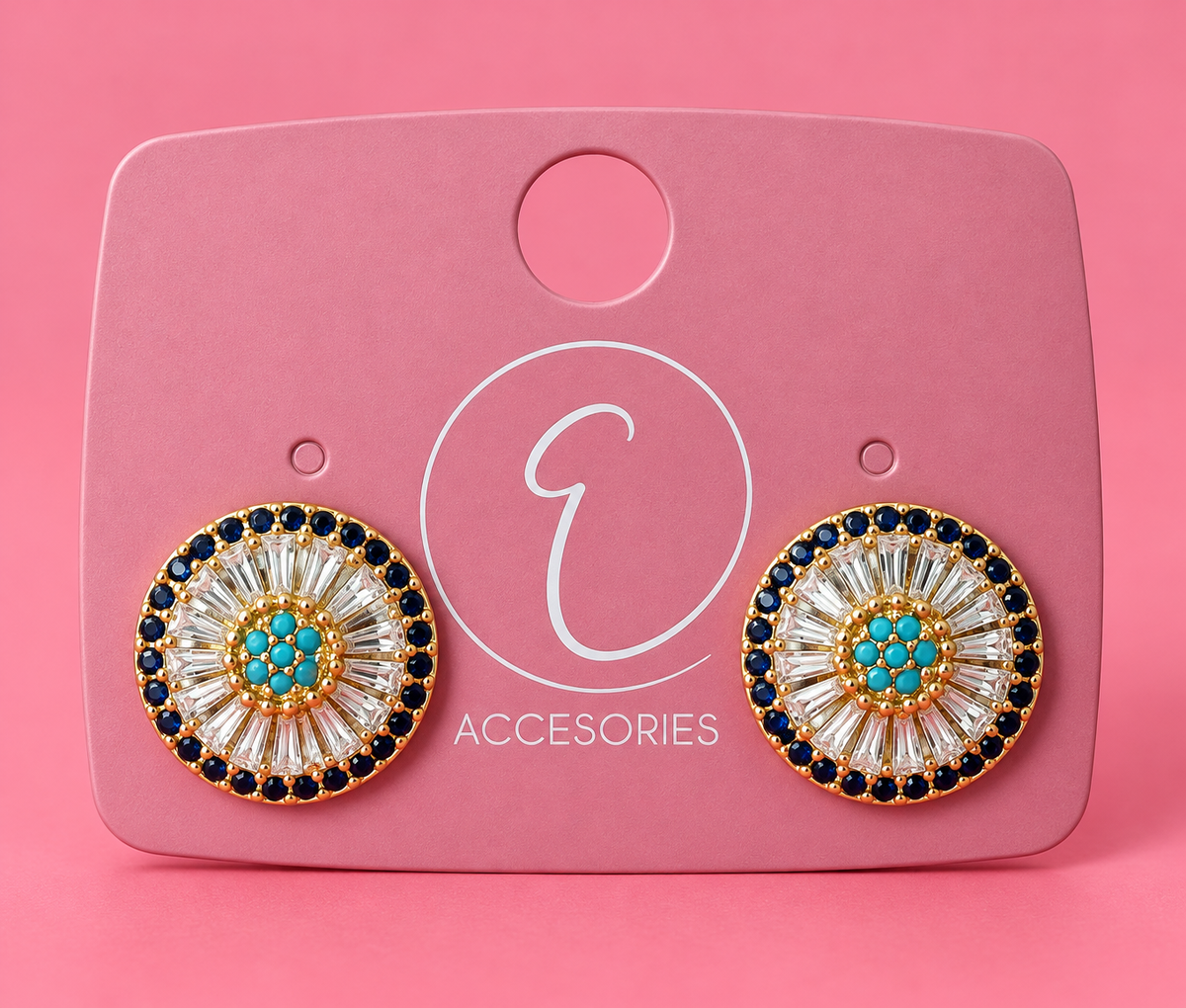 Evil eye Round Crystal Earring