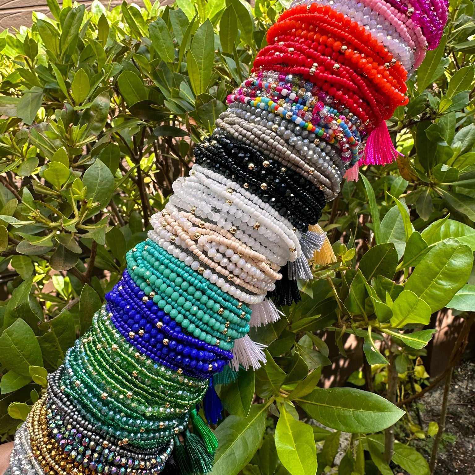 Crystals Gold Beads Bracelet