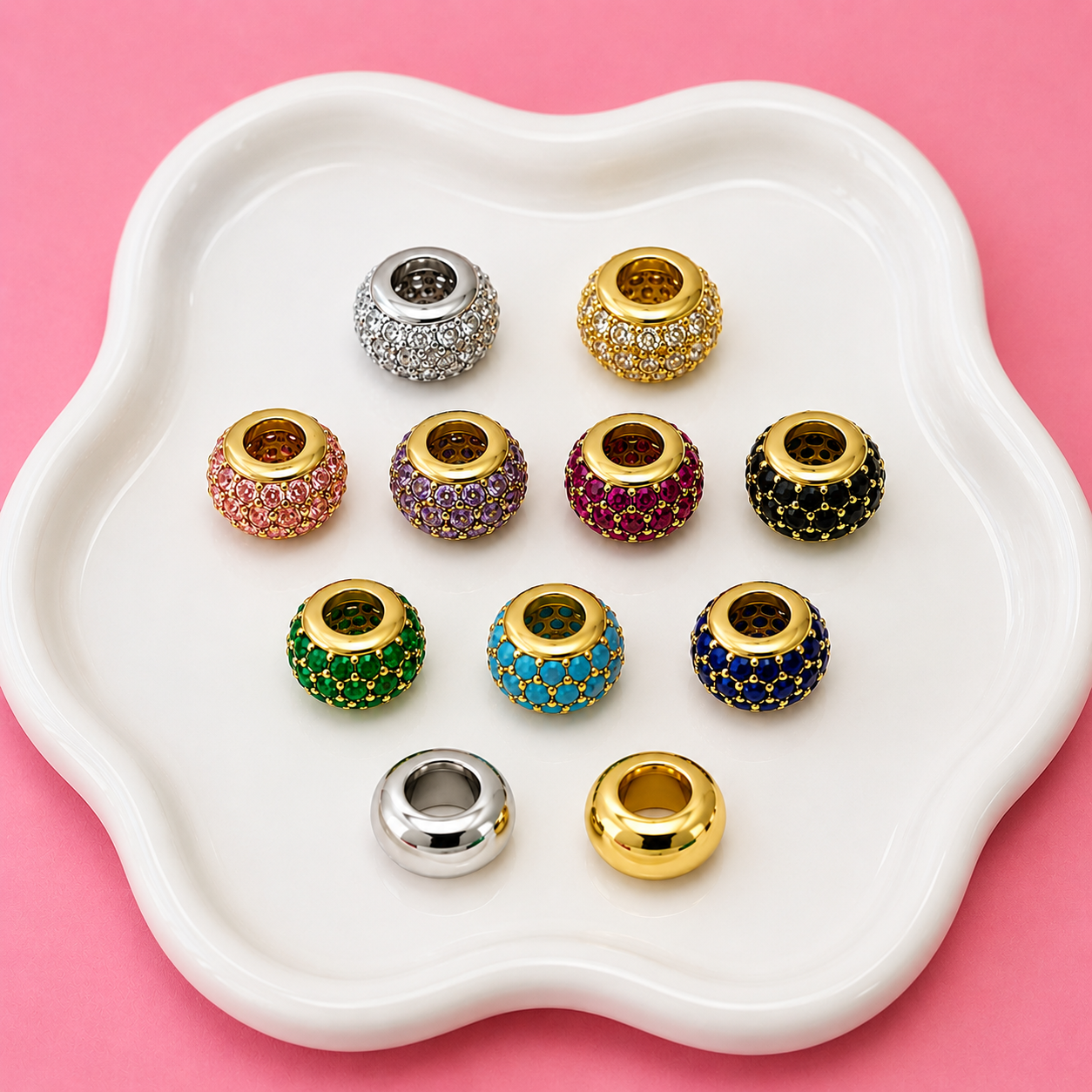 Full Zirconium Skinny Spacer Charms