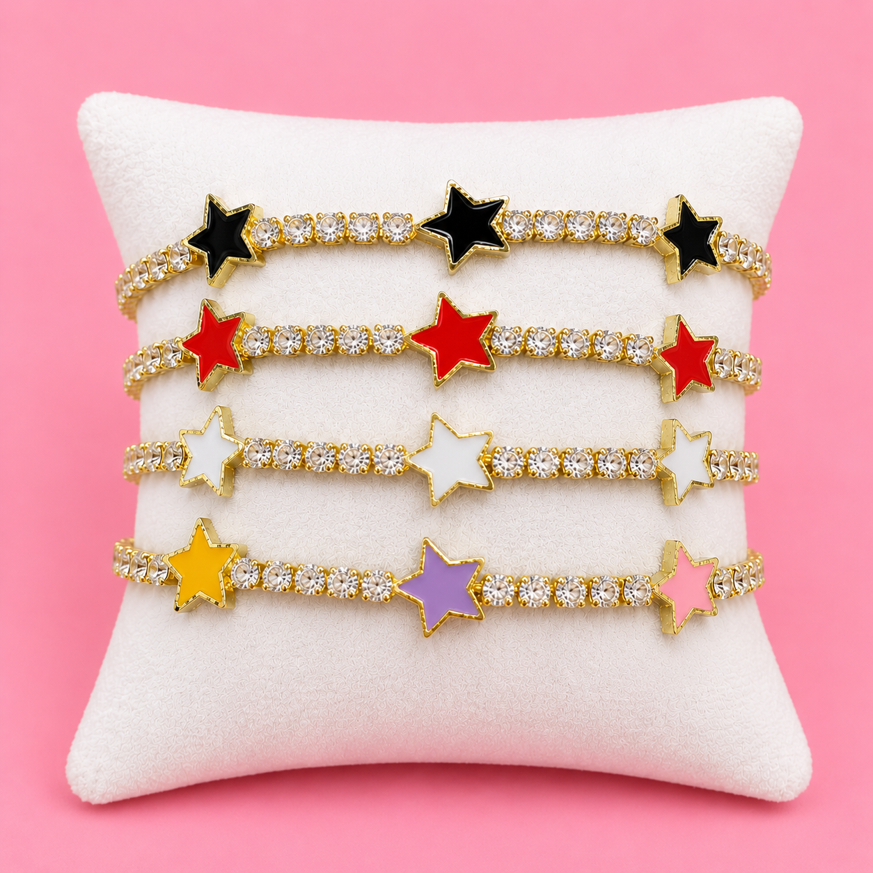 White Crystals and Stars Bracelet