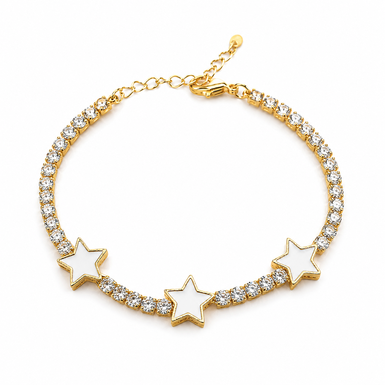White Crystals and Stars Bracelet