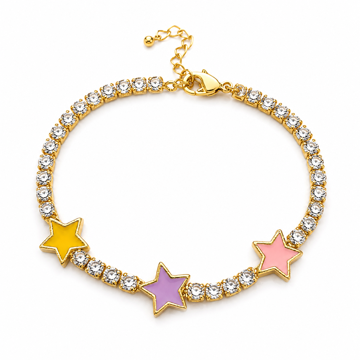 White Crystals and Stars Bracelet