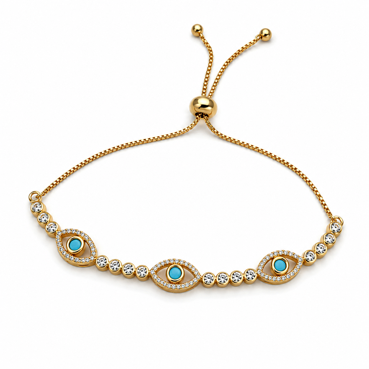 White Crystals and Evil eyes Bracelet