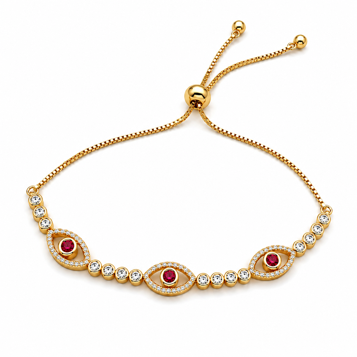 White Crystals and Evil eyes Bracelet