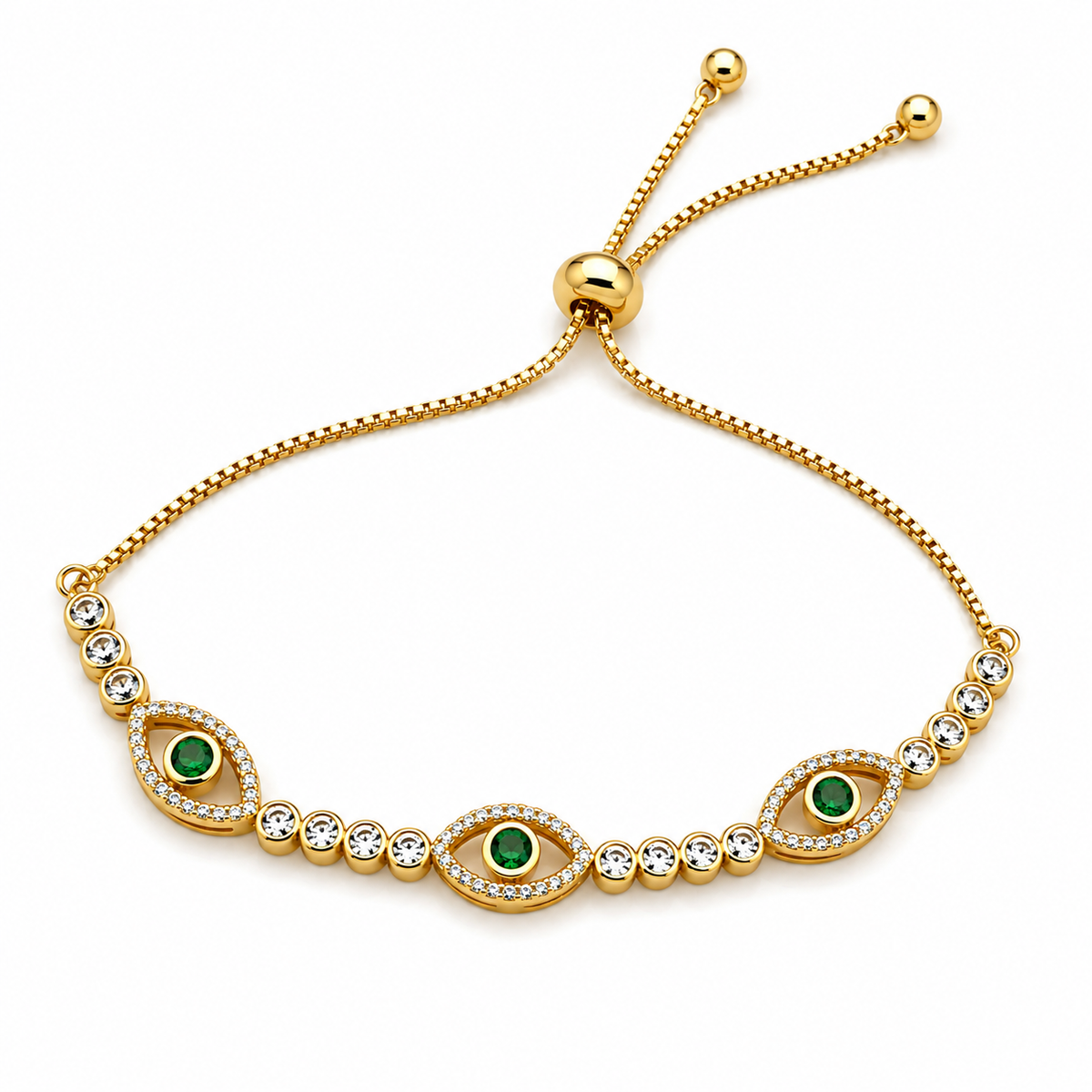 White Crystals and Evil eyes Bracelet