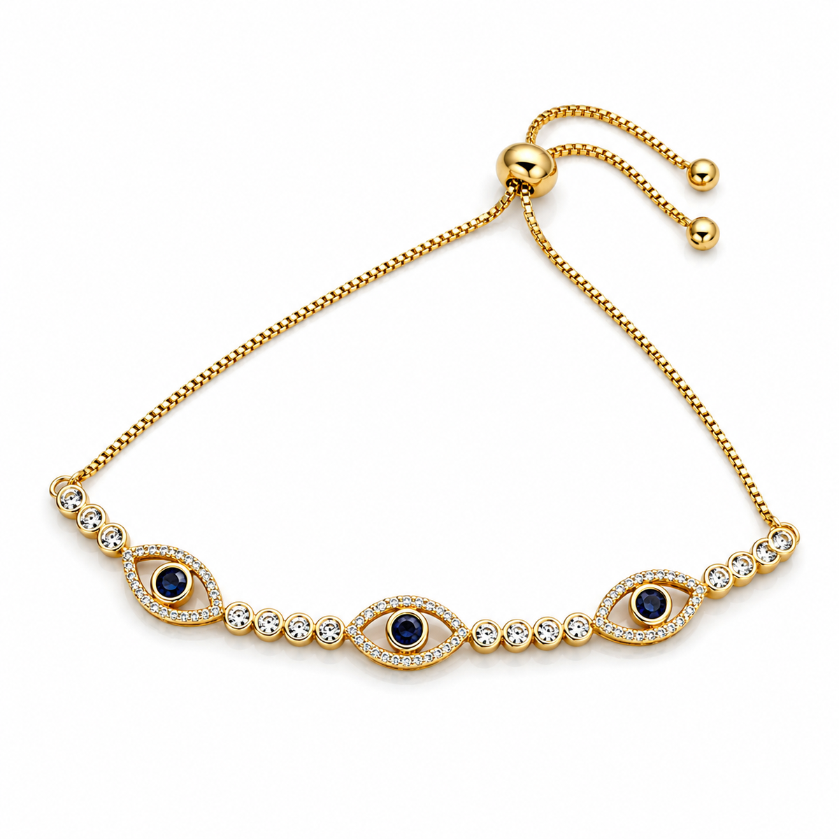White Crystals and Evil eyes Bracelet