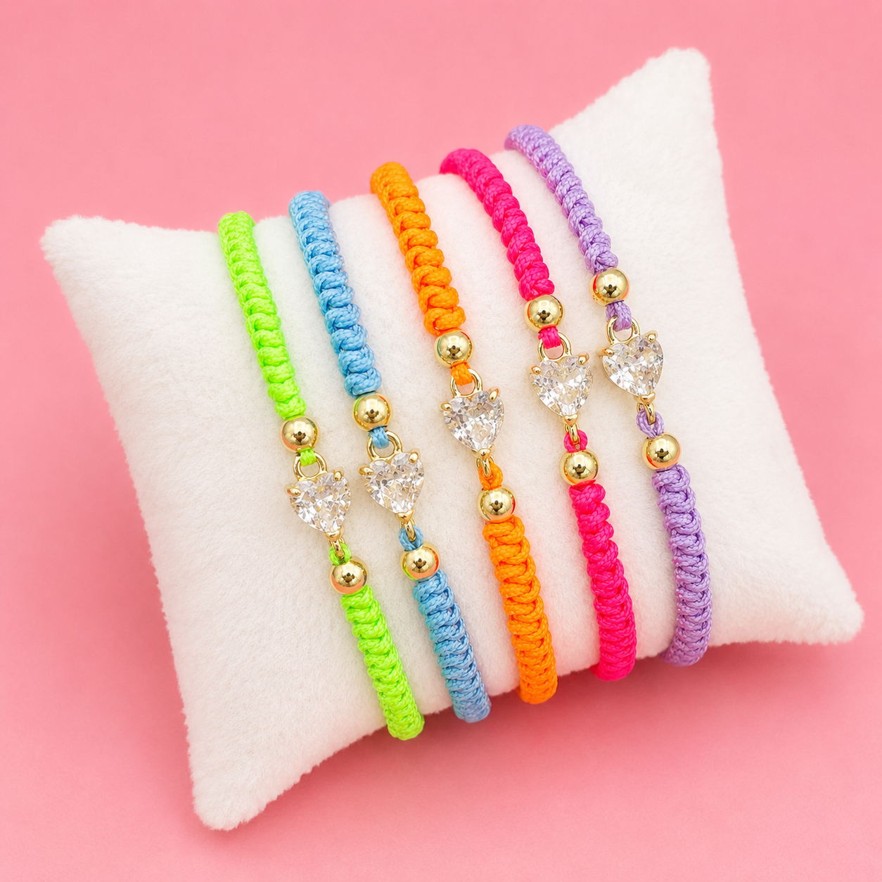 Neon Heart Crystal Bracelet