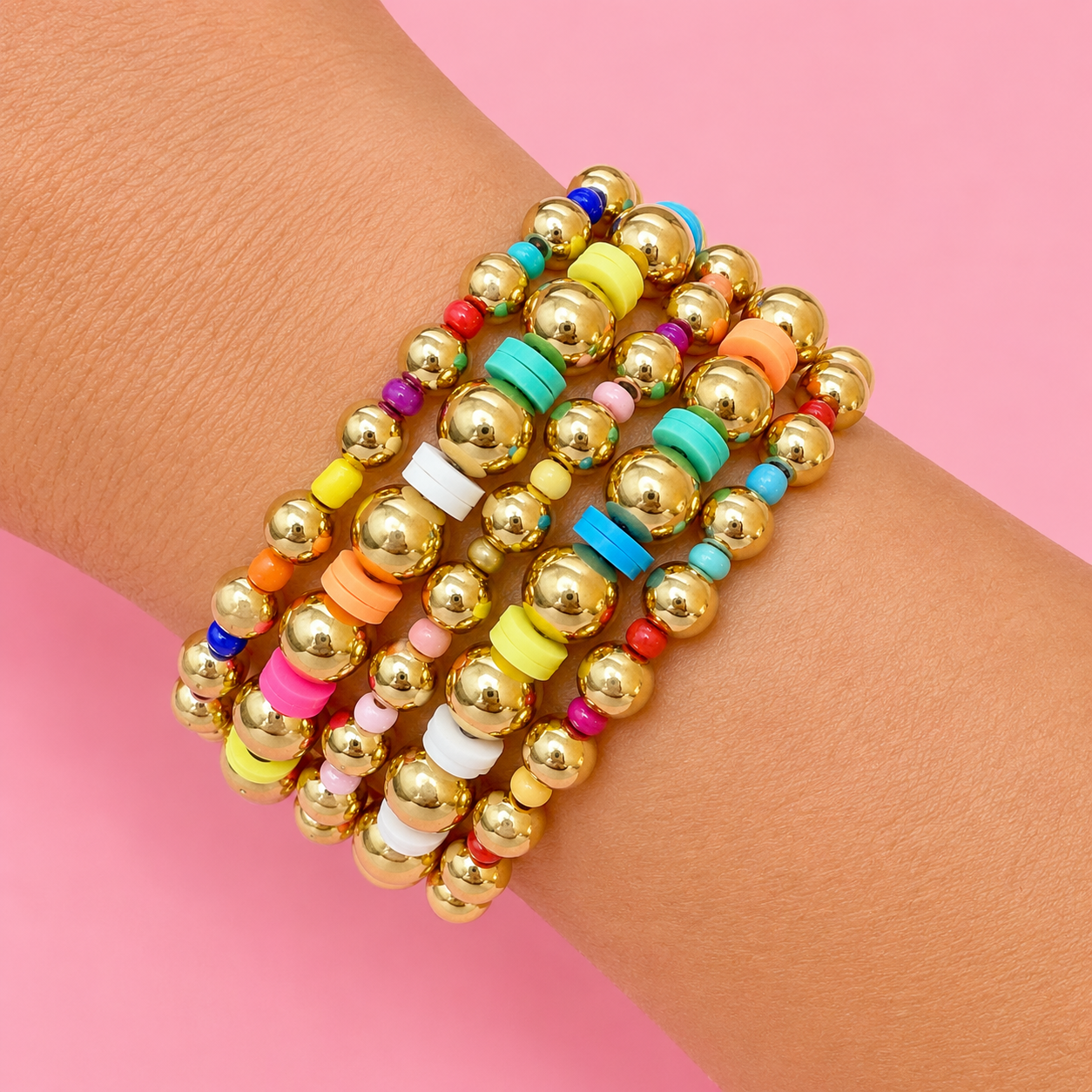 Rainbow Gold Beads Bracelet