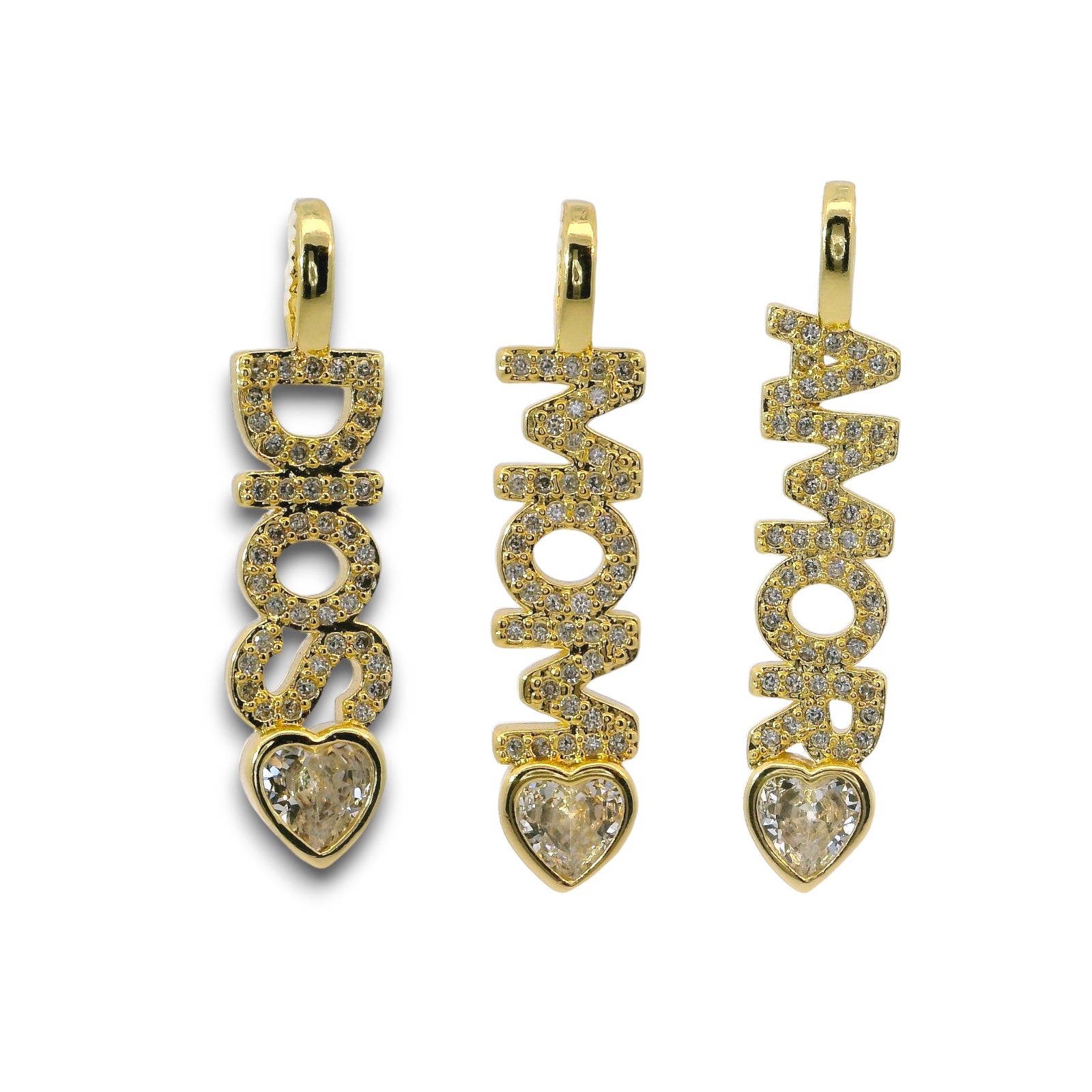 Word Heart Crystal Charm