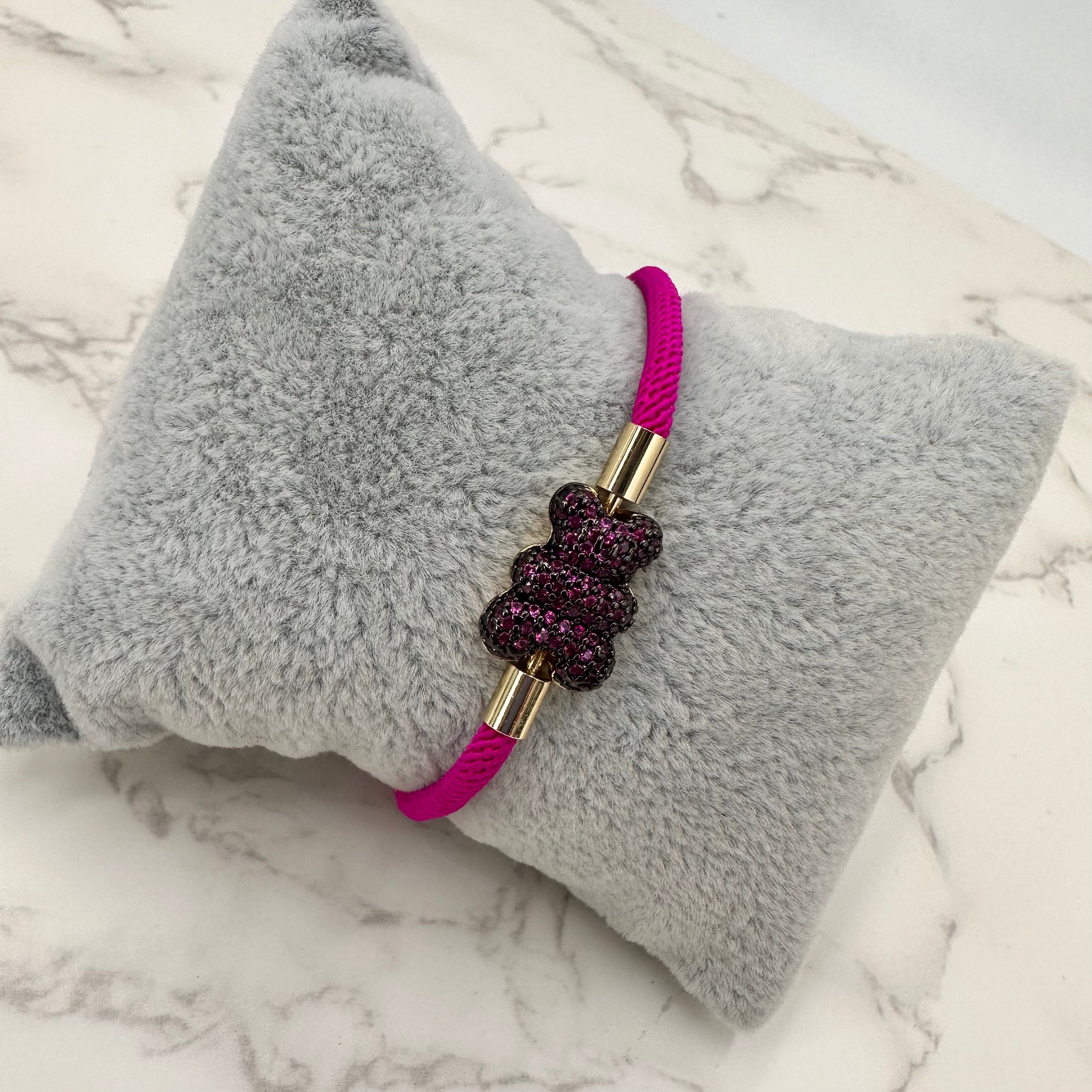Teddy Bear Zirconium Cord Bracelet