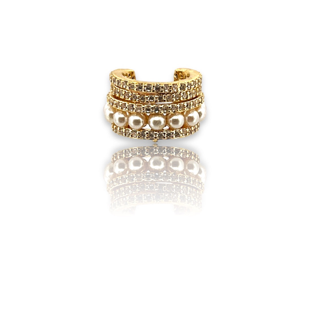 Pearls And Crystal Earcuff