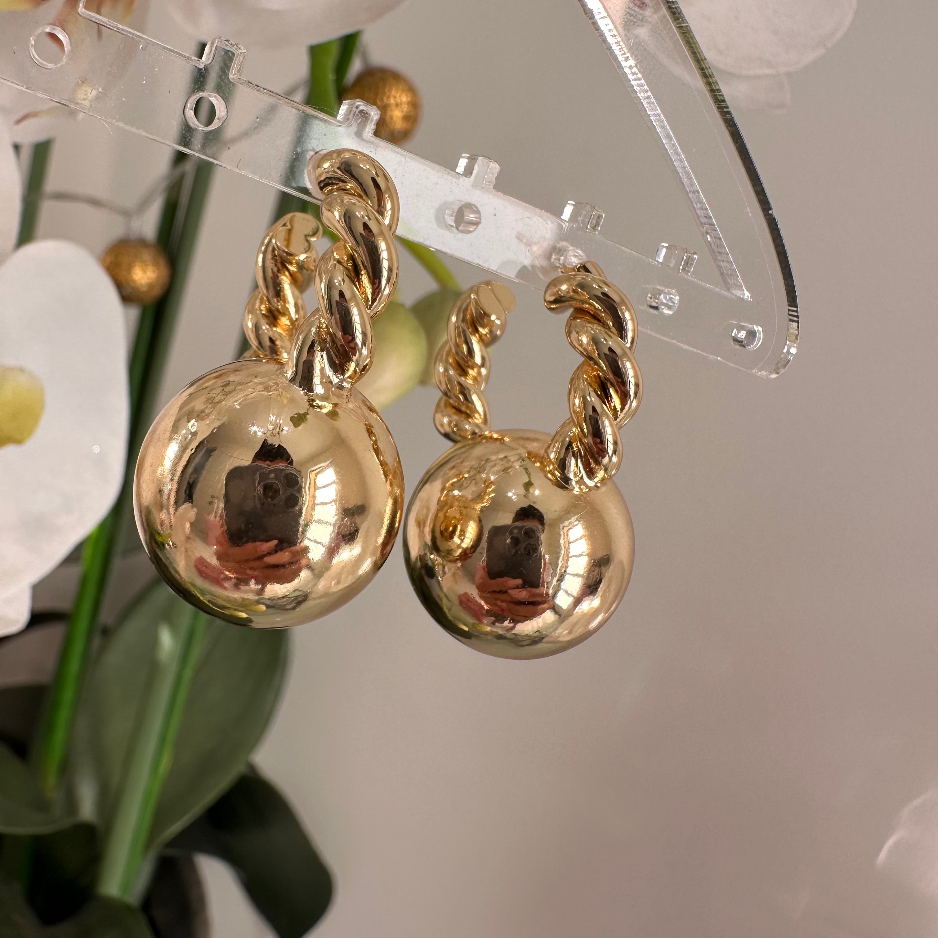 Chunky Twisted Ball Hoops
