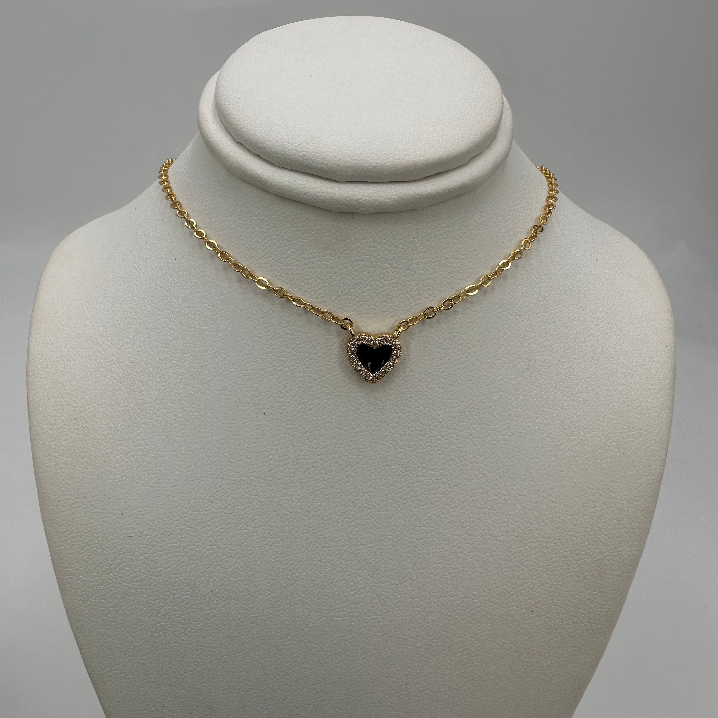 Mini Zirconium Frame Heart Necklace