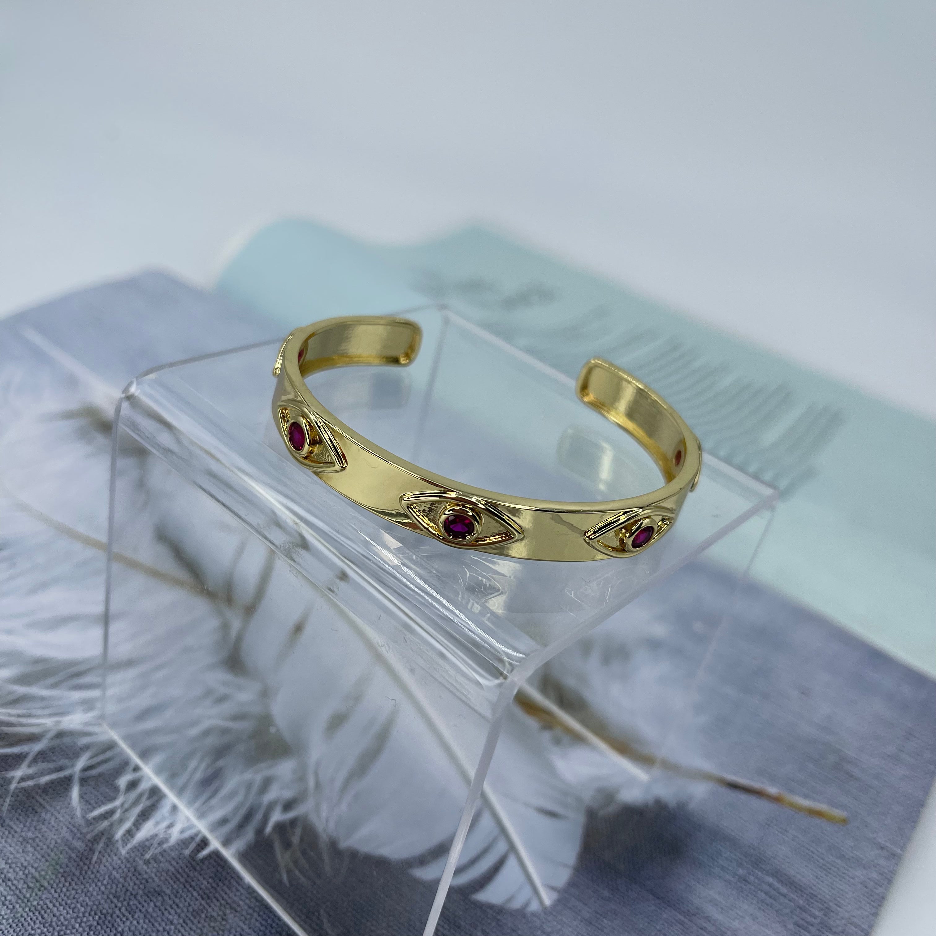 Evil Eye Crystal Color Cuff