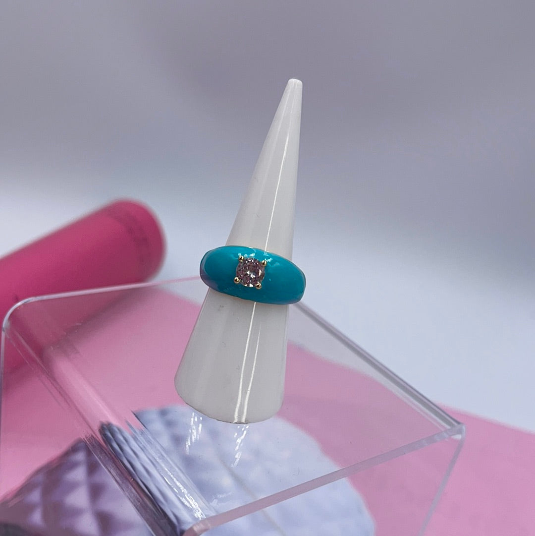 Enamel Single Stone Ring
