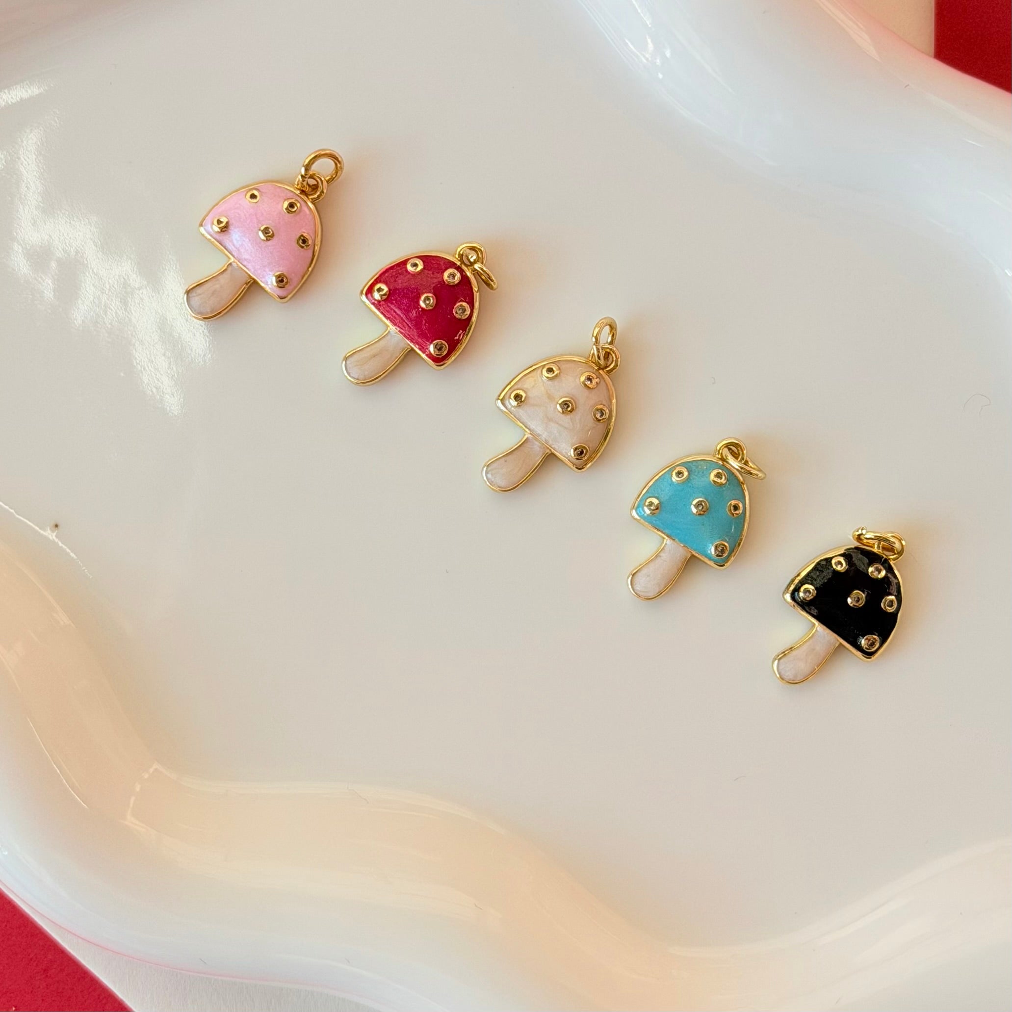 Mini Mushroom Enamel Charm