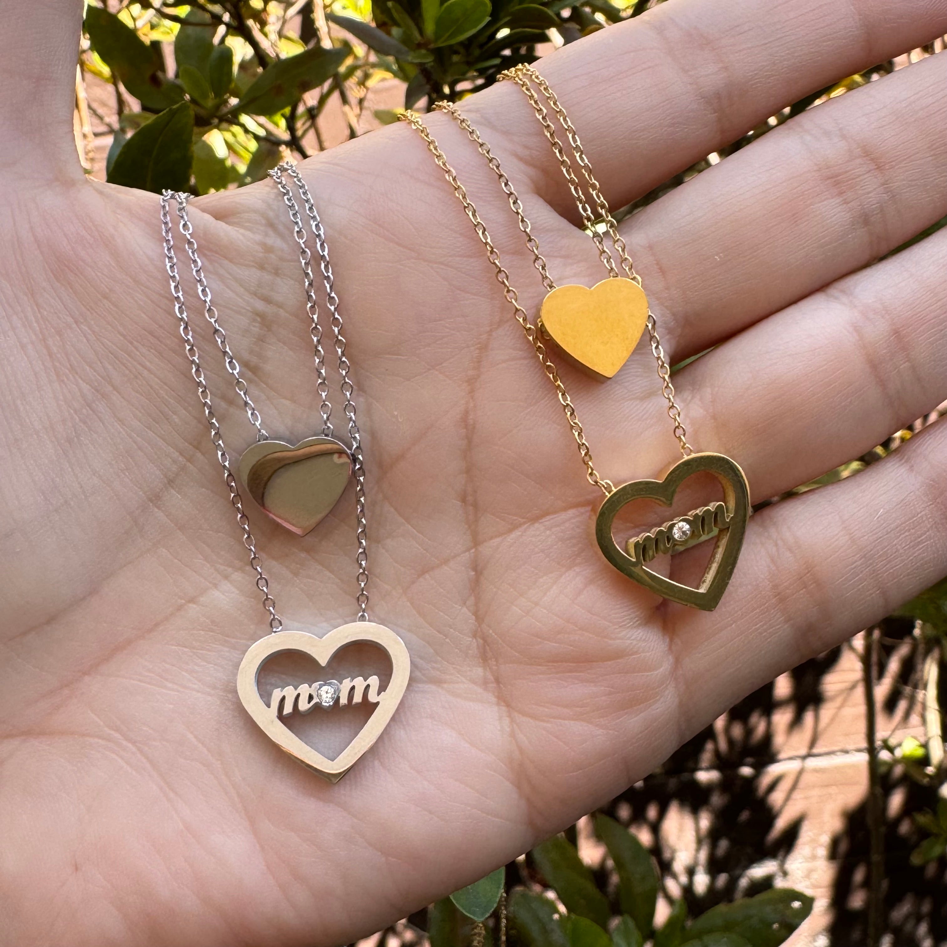 Mom Double Heart Necklace