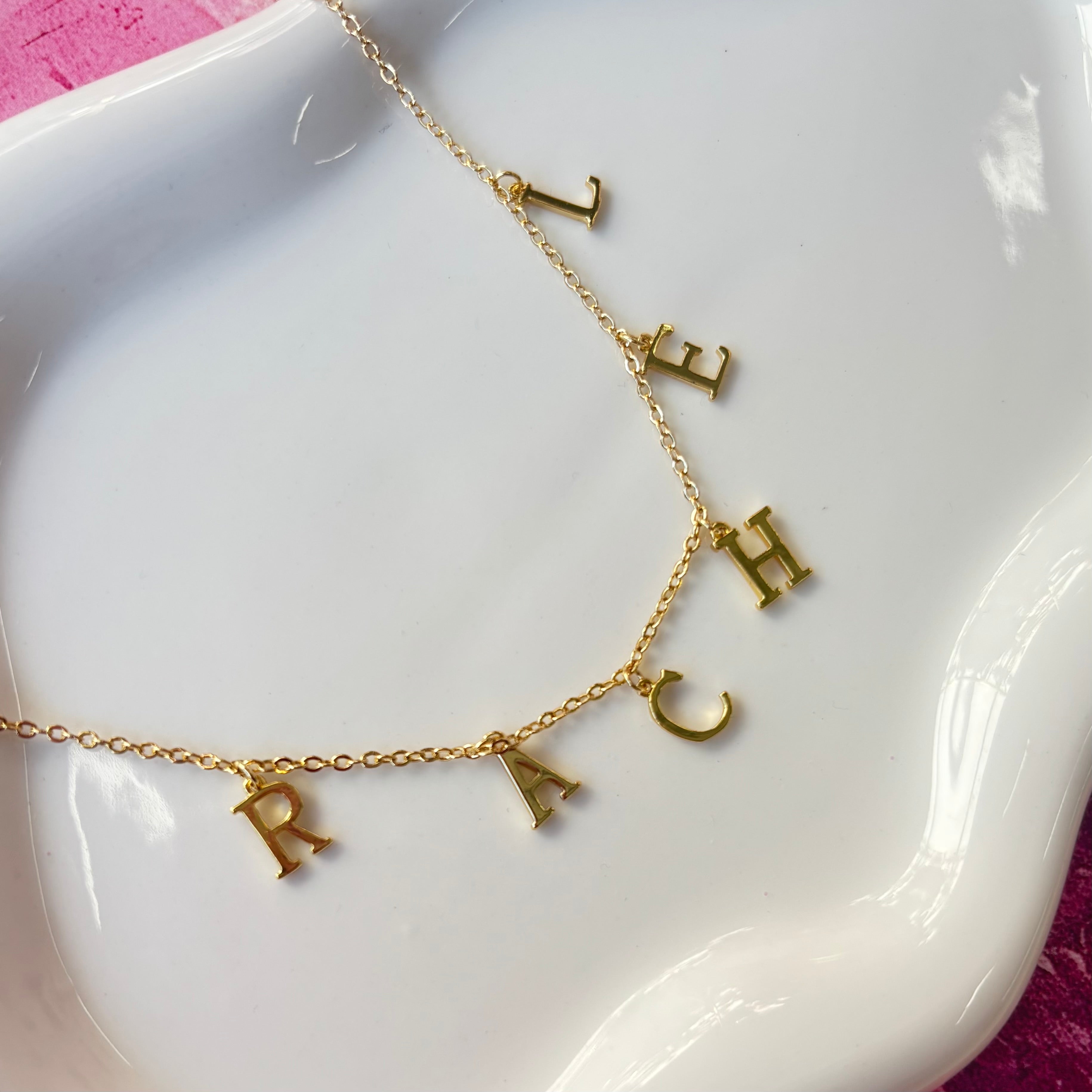 Custom Gold Plain Letter Initial Necklace