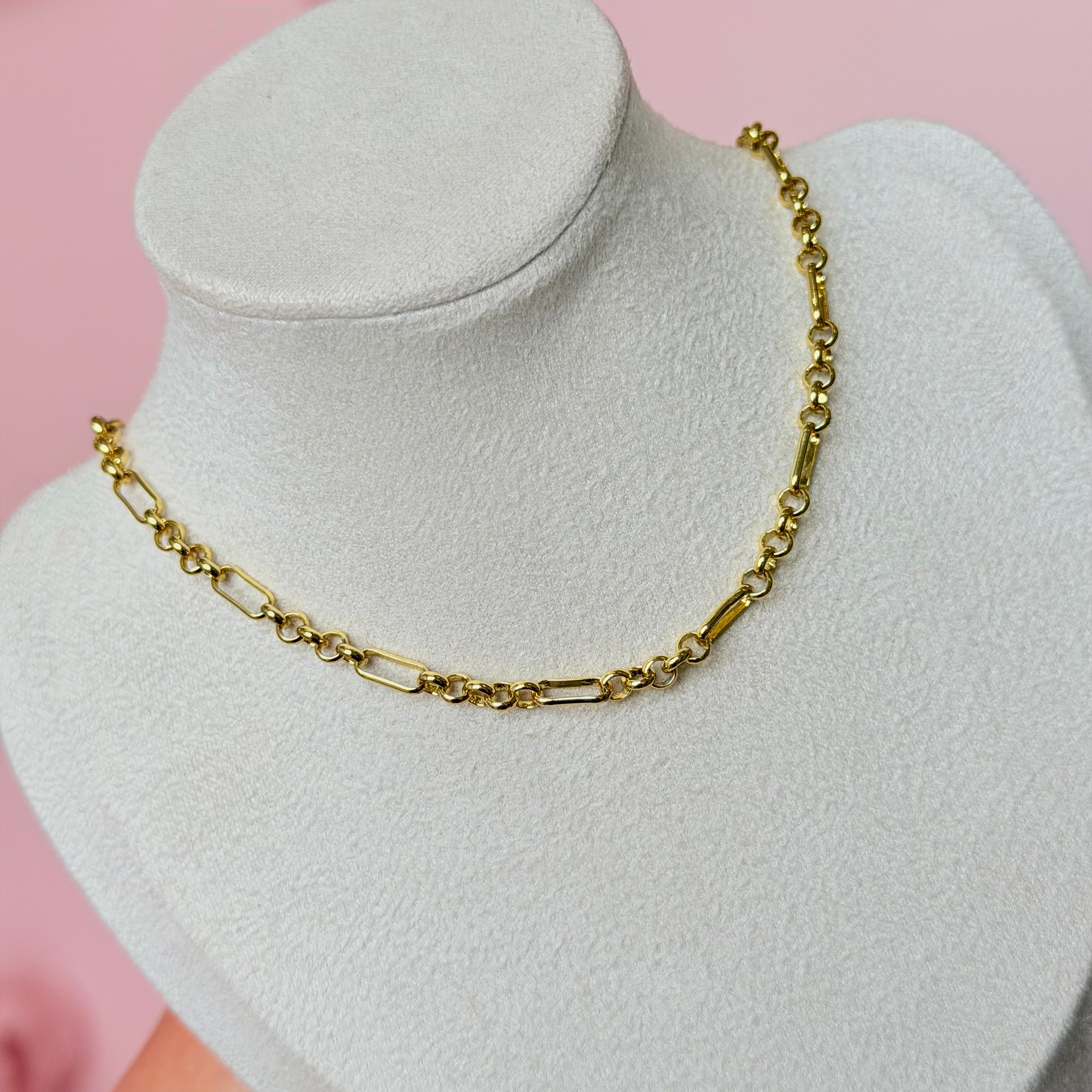 Golden Paperclip Bar Necklace