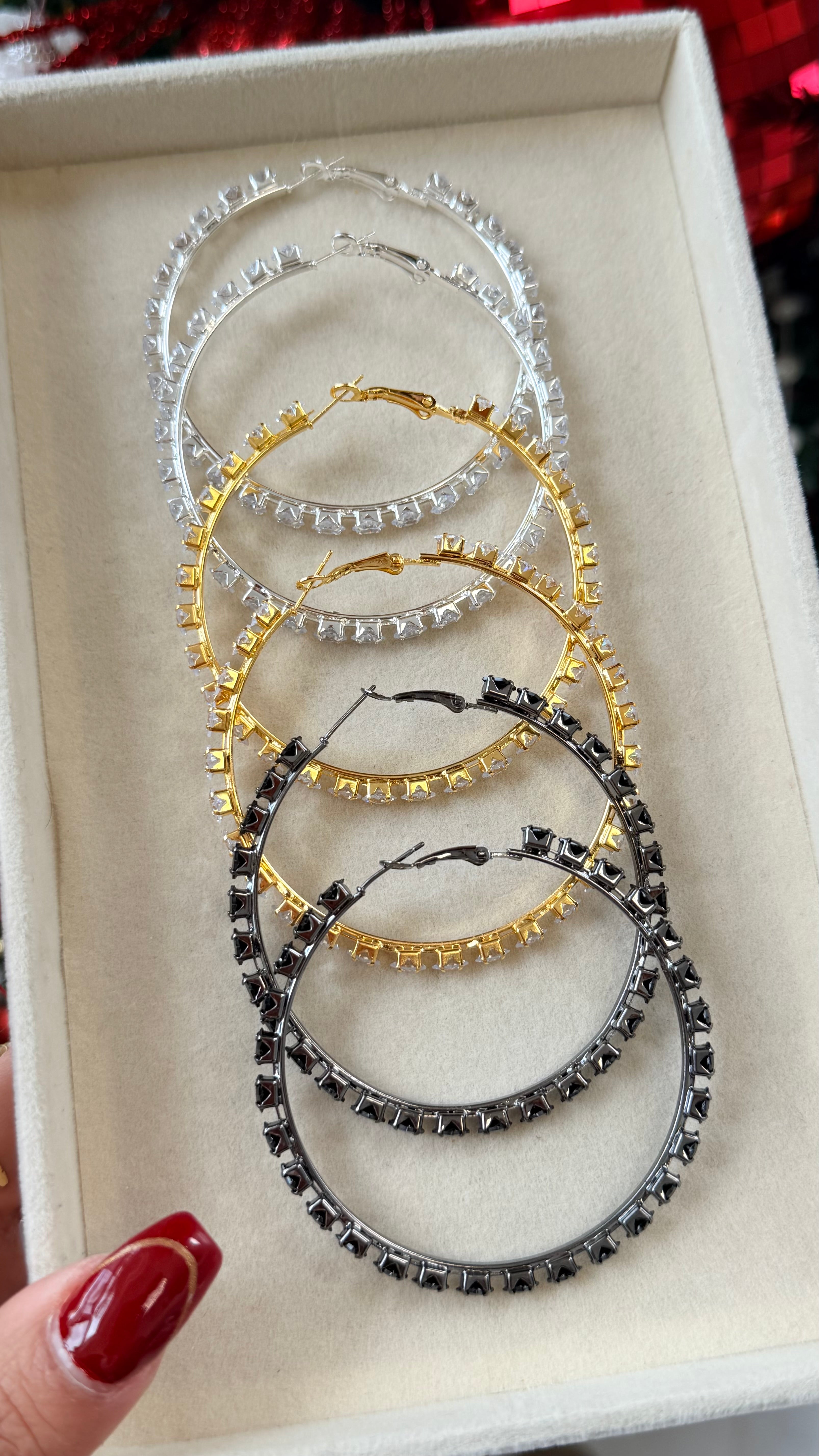 Midnight Crystal Hoops