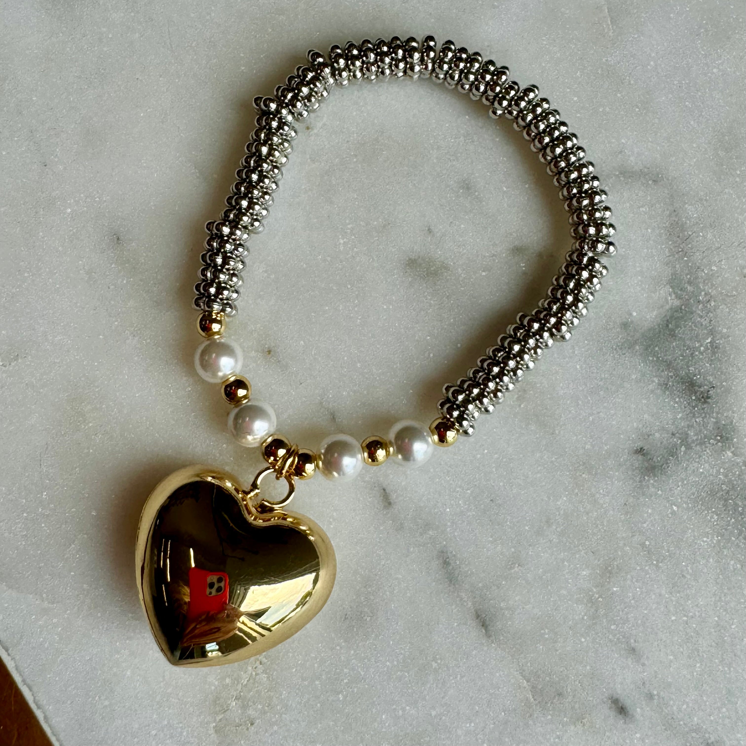 Two Tone Heart Bracelet