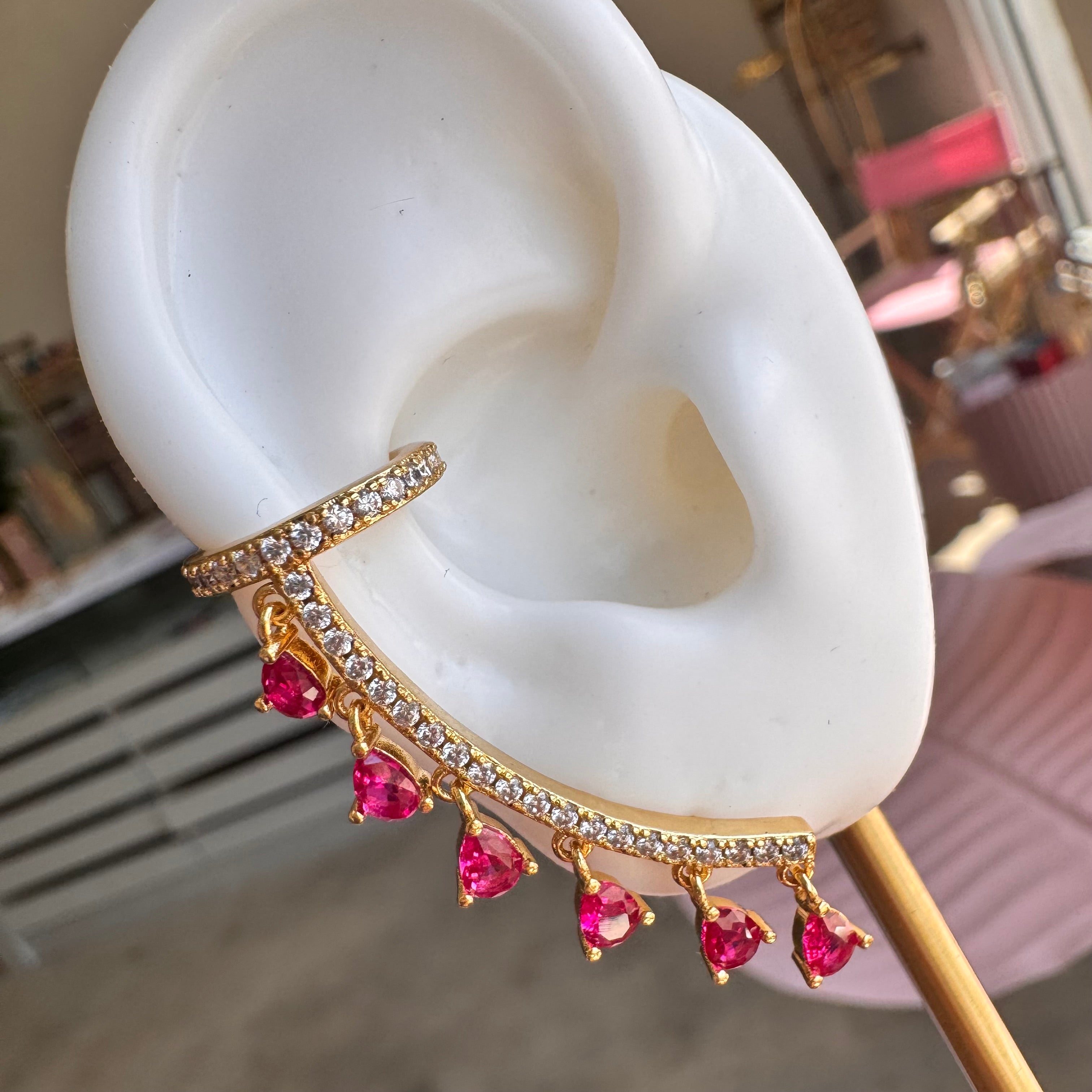 Crystals Drops Earrings Plus Earcuff