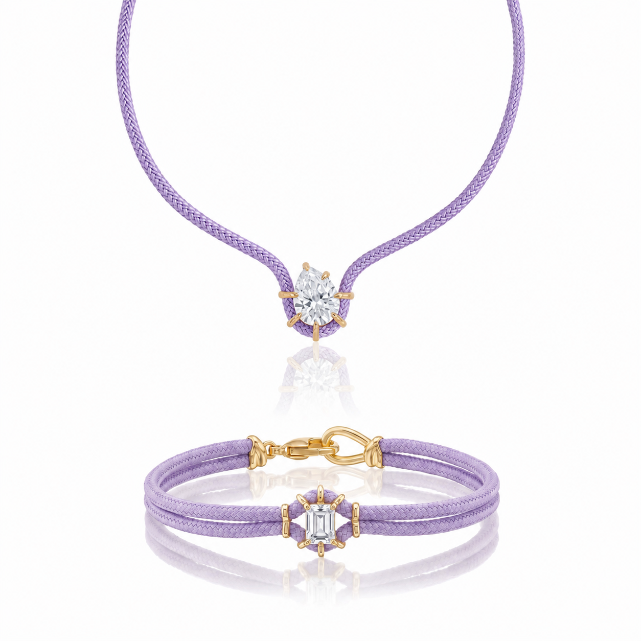 Pastel Solitaire Cord Necklace & Bracelet