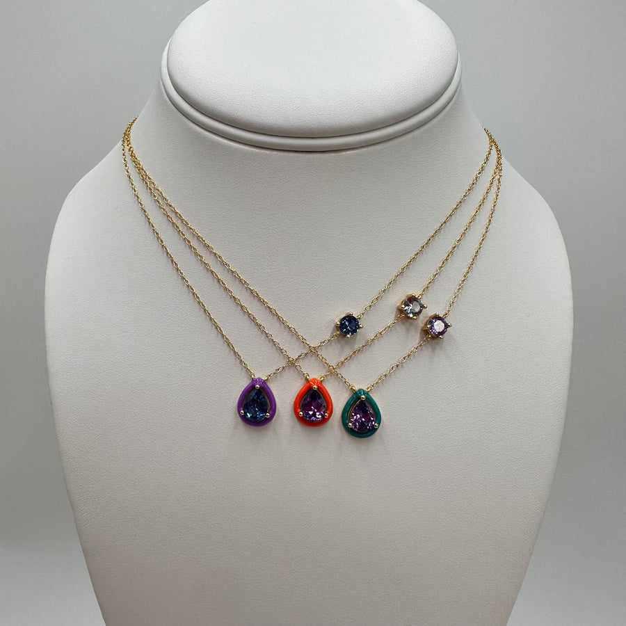 Tear Enamel Crystal Color Necklace