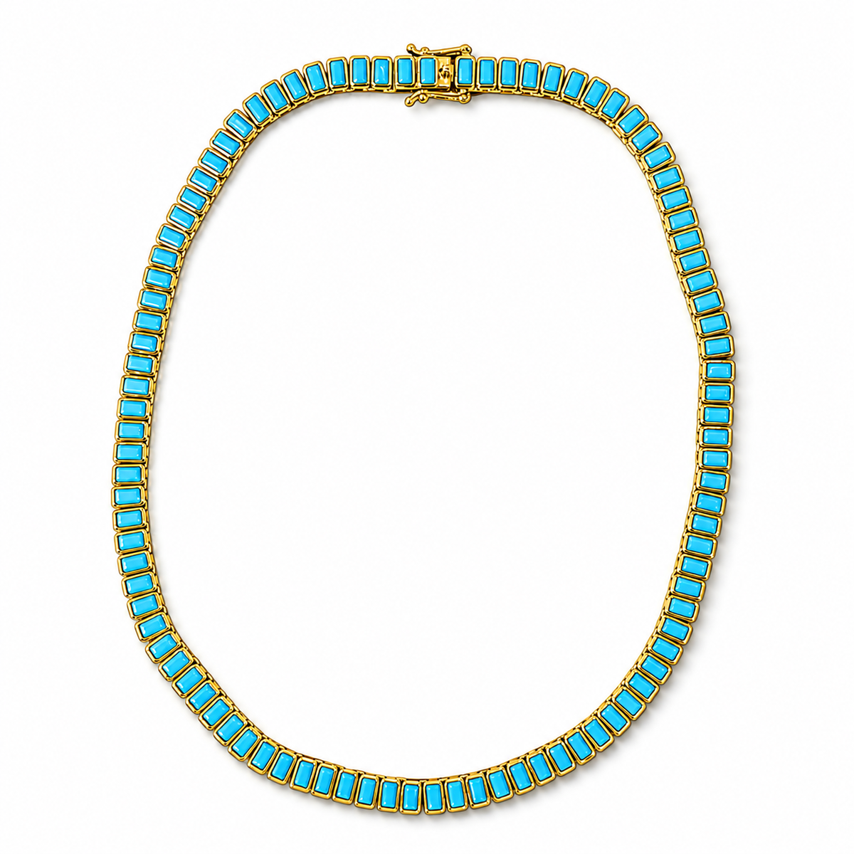 Turquoise Baguette Tennis Necklace