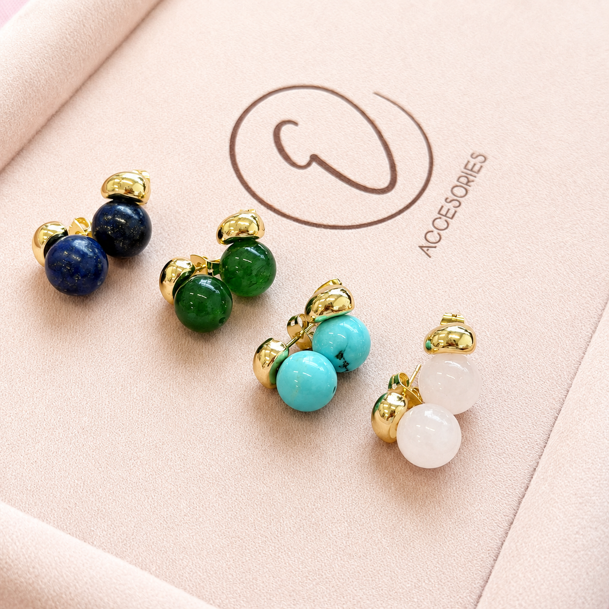Natural Stone Drop Earrings