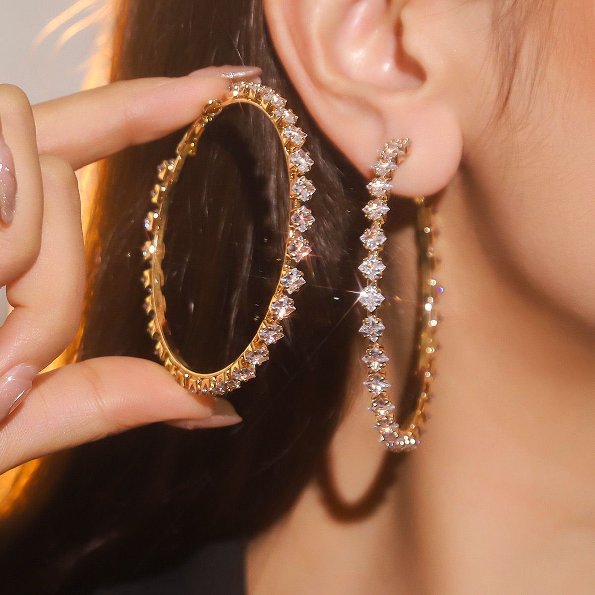 Midnight Crystal Hoops