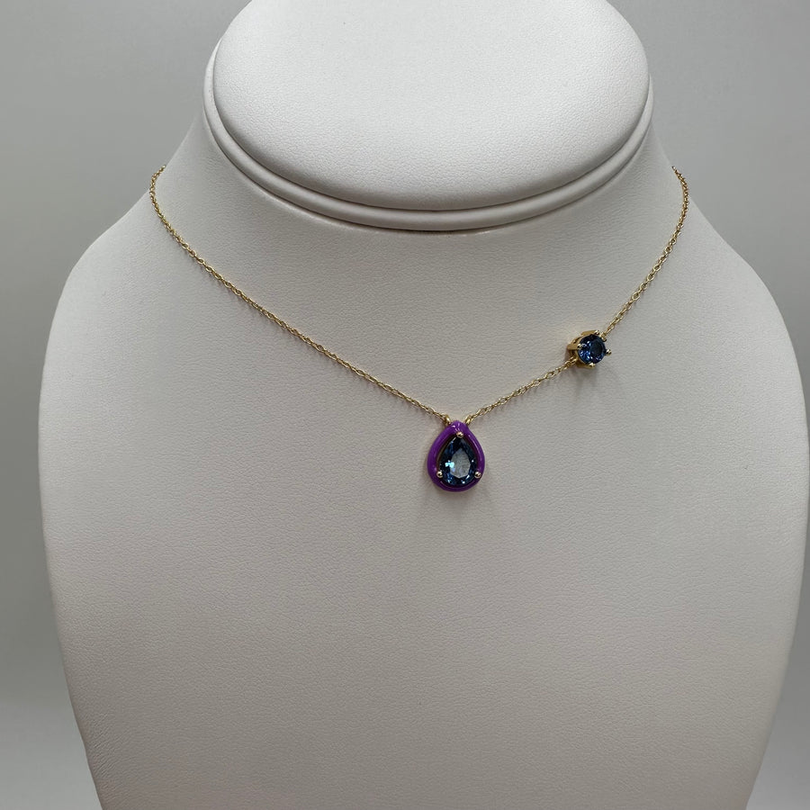 Tear Enamel Crystal Color Necklace