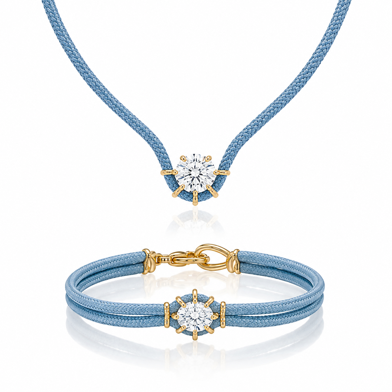 Pastel Solitaire Cord Necklace & Bracelet