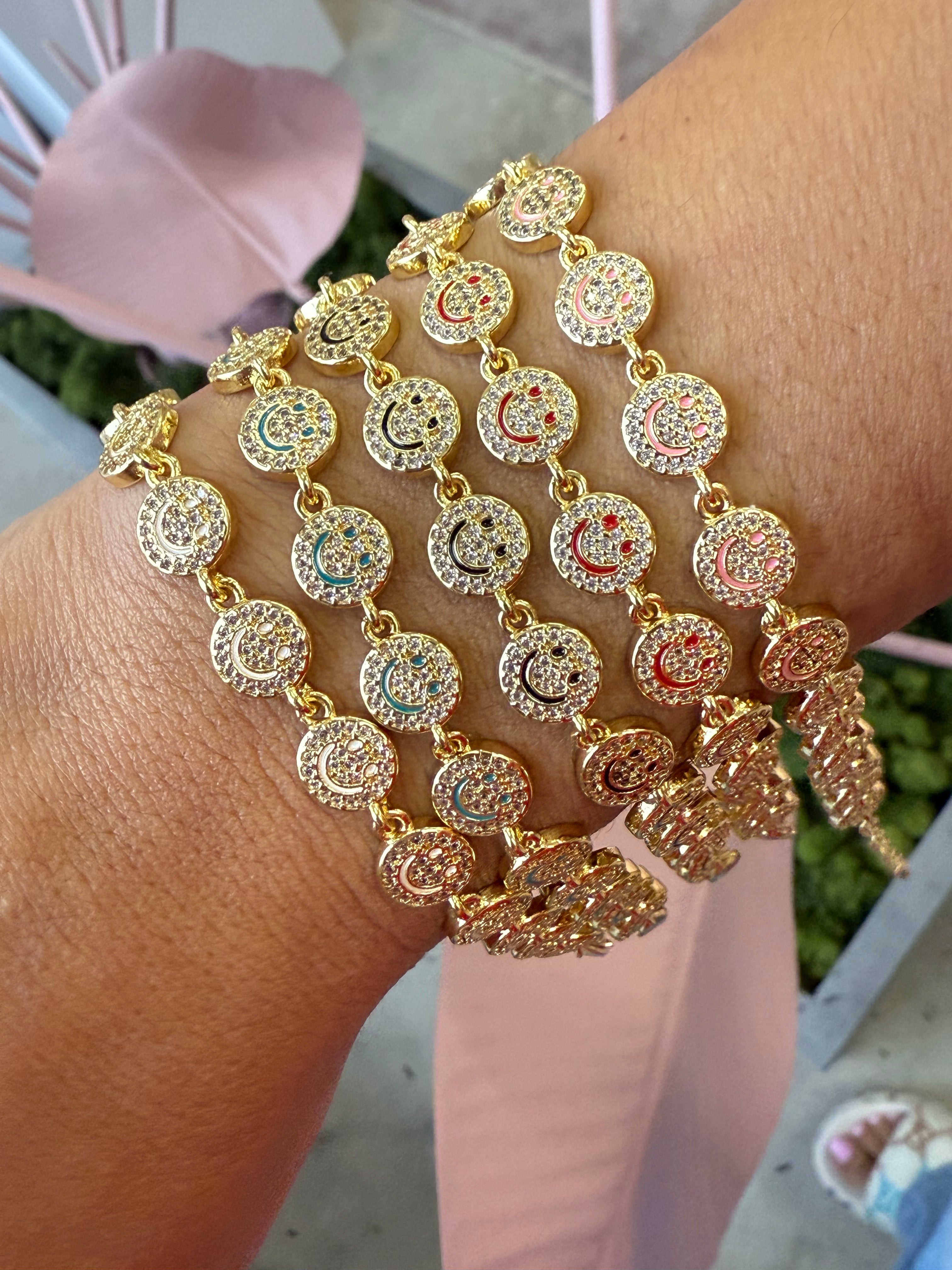 Multi Smiley Face Bracelet