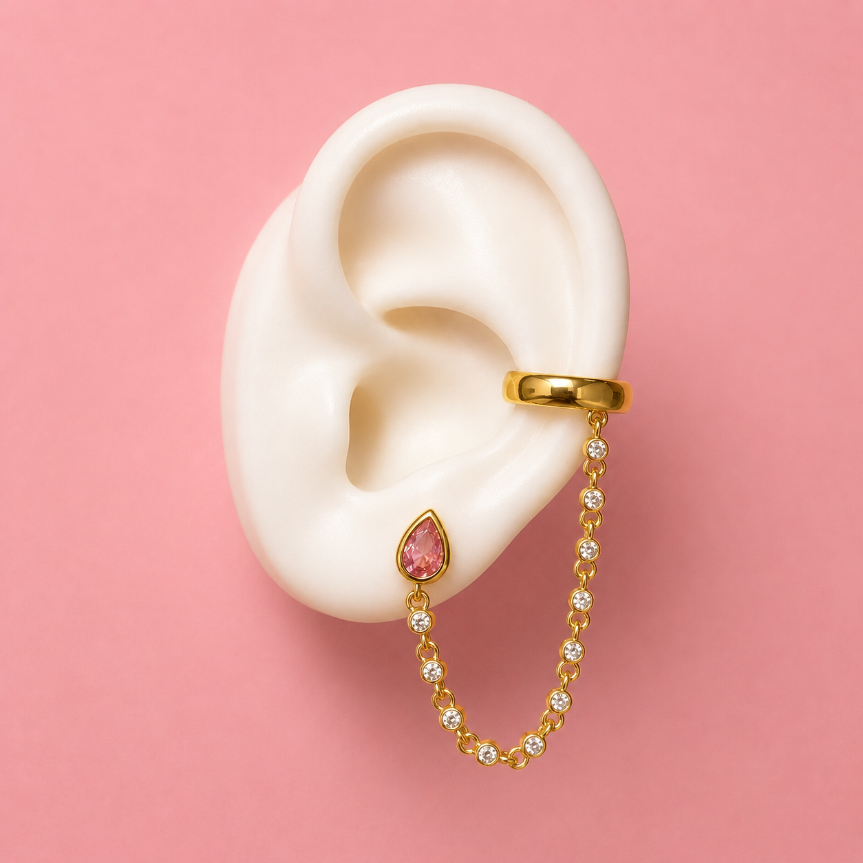Celeste Drop Chain Earrings Plus Earcuff
