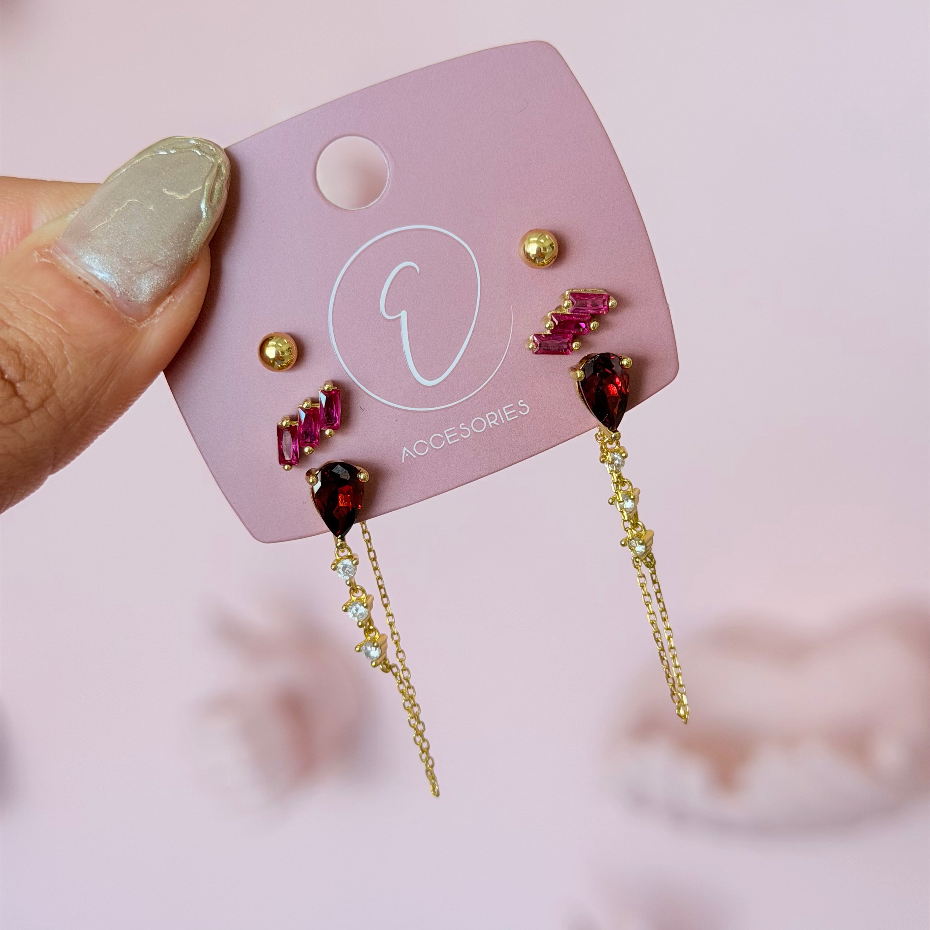 Crystal Color Chain Earring