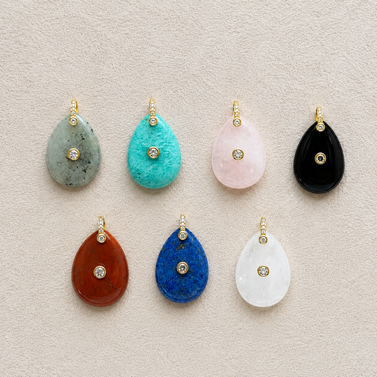 Natural Stone Teardrop Charm